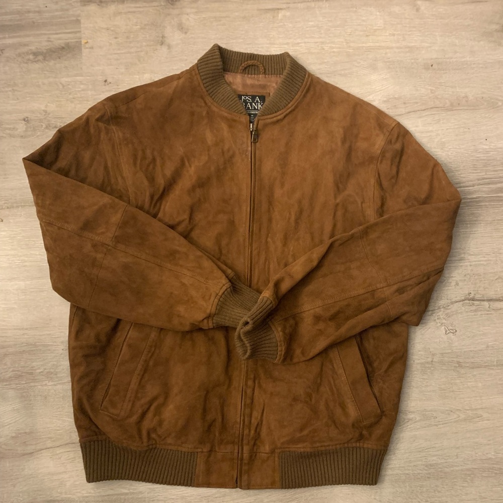 Jos A Bank Suede Jacket Size Medium Measurements In Description Color Brown